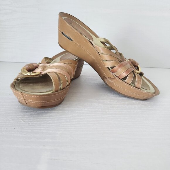 Cole Haan G Series Women’s Tan Leather Buckle Sandals Shoes Size 9B - Picture 2 of 7